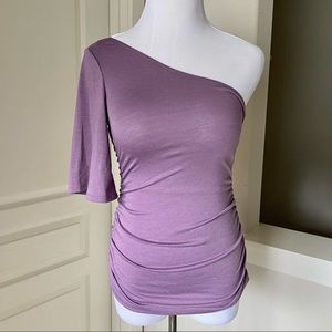 GUESS Off the Shoulder Sexy Fitted Top Purple